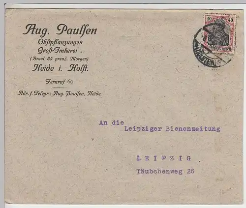 (B1320) Bedarfsbrief DR, Firma Aug. Paulsen, Heide i. Holstein, 1920