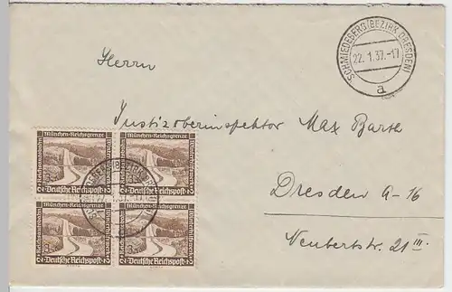 (B1255) Bedarfsbrief DR, Stempel Schmiedeberg (Bez. Dresden) 1937