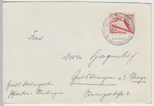 (B1177) Bedarfsbrief DR, Sonderstempel Pfronten-Ried, Olympiamarke 1936