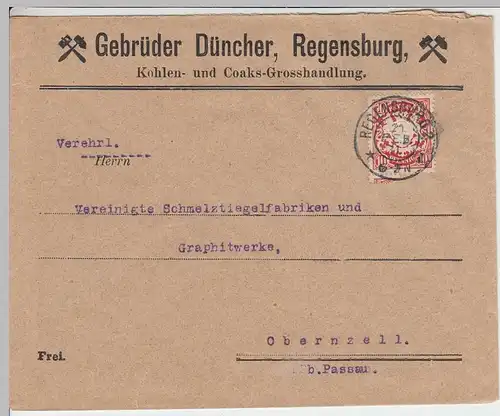 (B1110) Bedarfsbrief DR Bayern, Gebr. Düncher, Regensburg 1911