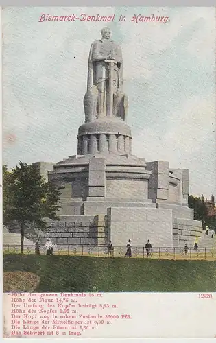 (107158) AK Hamburg, Bismarckdenkmal, um 1907