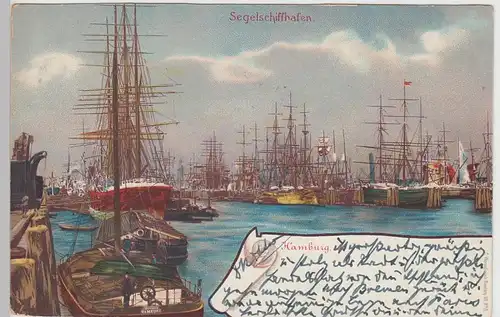 (106940) Künstler AK Hamburg, Segelschiffhafen 1900