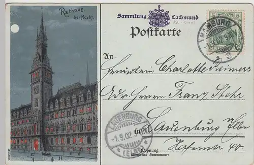 (105512) AK Gruss aus Hamburg, Rathaus, Litho 1902