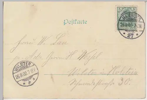 (104866) AK Restaurant & Festsäle v. Hermann Zimmermann in ?, Stempel Hamburg 19