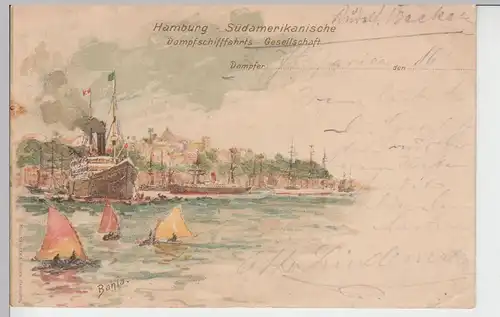 (104860) AK Hamburg, Dampfer, Karte d. Südamerik. Dampfschifffahrtsges. 1901