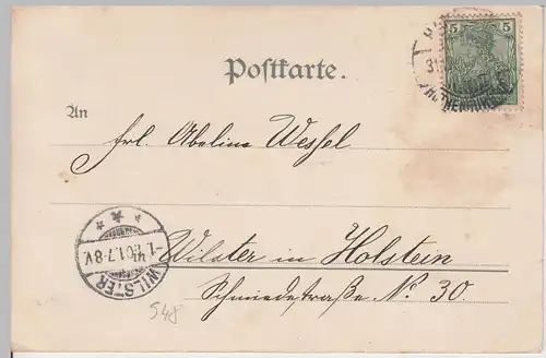 (104191) AK Hamburg, Lombardsbrücke, Neujahrs-Karte m. Glitzer, 1901