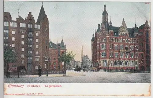 (104186) AK Hamburg, Freihafen-Lagerhäuser, 1905
