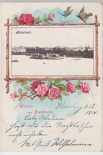 (103794) AK Gruß aus Hamburg, Alsterlust 1900