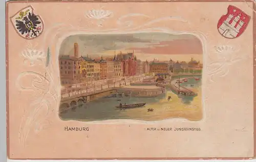 (101823) AK Hamburg, Alter u. Neuer Jungfernstieg, Präge Litho vor 1905