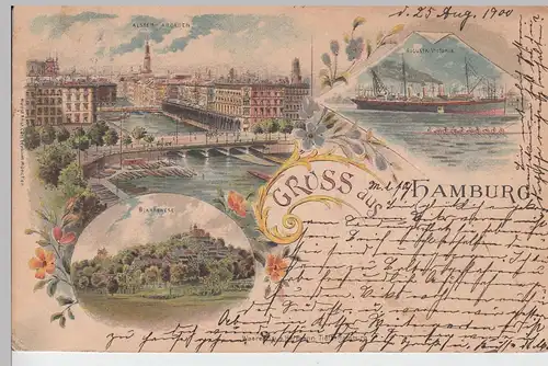 (100990) AK Gruß aus Hamburg, Dampfer Augusta Victoria, Blankenese 1900