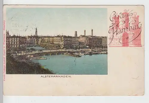 (100022) AK Gruß aus Hamburg, Alsterarkaden 1899