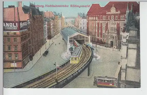 (100018) AK Hamburg, Hochbahn Rödingsmarkt, vor 1945