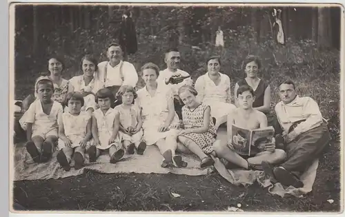 (89654) orig. Foto Picknick, Gruppenfoto 1930/40er