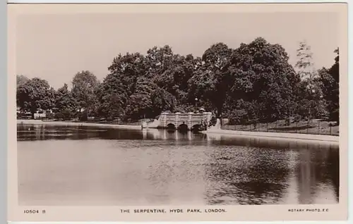 (19219) Foto AK London, Hyde Park, Serpentine, vor 1945
