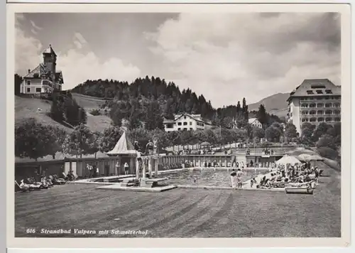(14538) Foto AK Vulpera, Tarasp, Strandbad, Schweizerhof 1952
