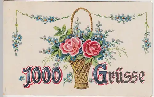 (23161) AK 1000 Grüße, Rosen, Vergißmeinnicht 1919