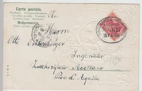 (111065) AK Grüße, Blumenkörbchen, Prägekarte 1905 Bahnpost