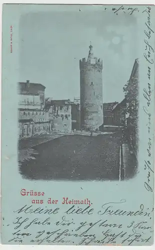 (107011) AK Grüße aus der Heimath, Turm, Stadt, Mondscheinkarte 1901