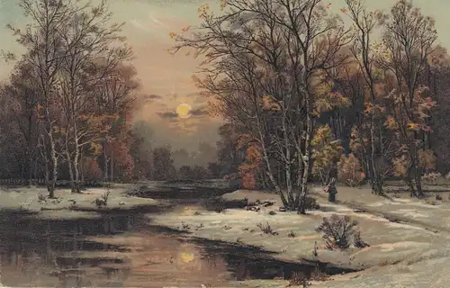 (108017) AK Gemälde, J. Rollin, Wenn die Sonne scheidet, vor 1945