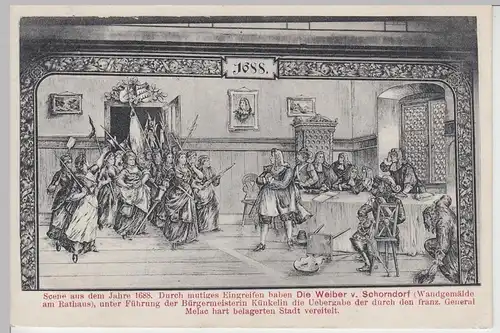 (106248) AK Schorndorf, Wandgemälde "Die Weiber von Schorndorf" im Rathaus 1909