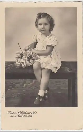 (6124) Foto AK Geburtstag, Mädchen, Rosenkorb, Feldpost 1940