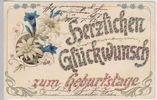 (29509) AK Glückwunsch zum Geburtstag, Blumen, Prägekarte 1905
