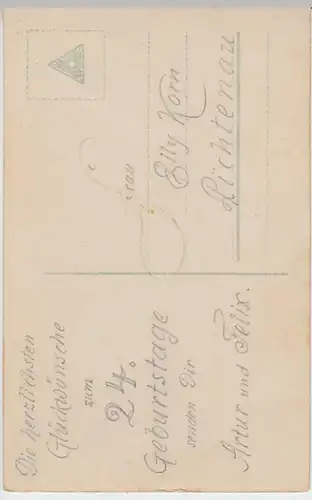 (25284) Foto AK Geburtstag, Kinder, Briefkasten, Briefe, Flieder, bis 1918