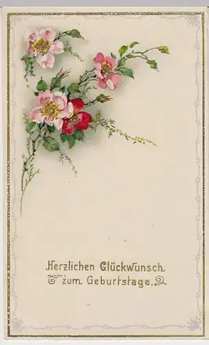 (23219) AK Geburtstag, Rosen, Golddruck, vor 1945
