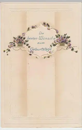 (23216) AK Geburtstag, Prägekarte, kl. Blütenkörbchen 1916