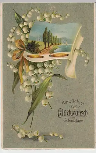 (22336) AK Geburtstag, Prägekarte, Maiglöckchen 1912