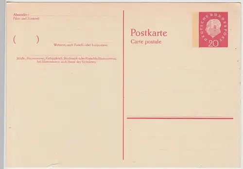 (112038) Ganzsache Deutsche Bundespost, Theodor Heuss, 1954 bis ca. 1964
