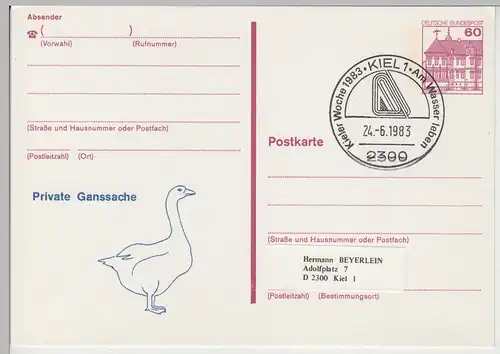 (111410) Ganzsache m. SSt Kieler Woche 1983