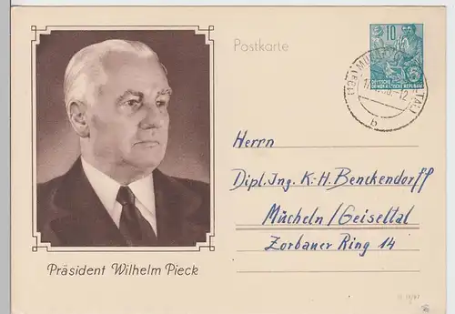 (111277) Motiv-Ganzsache Präsident Wilhelm Pieck 1956