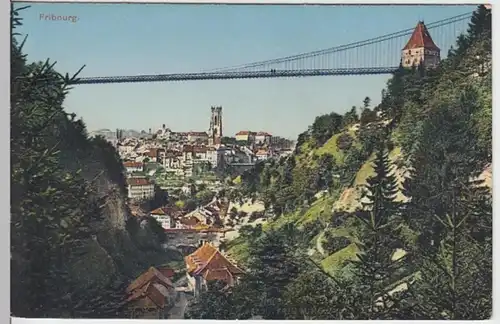 (9848) AK Fribourg, Freiburg im Üechtland, Kathedrale, Brücke, vor 1945