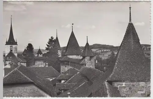 (53699) Foto AK Murten, Schloß Morat, Schutzwehr, nach 1945