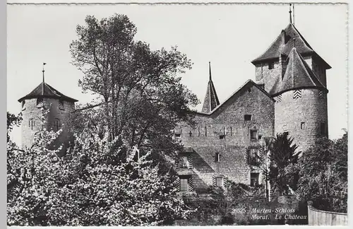 (53696) Foto AK Murten, Schloß Morat, nach 1945