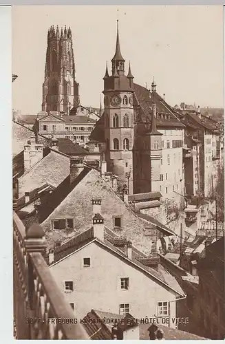 (31587) Foto AK Freiburg, Fribourg, Kathedrale u. Rathaus, vor 1945