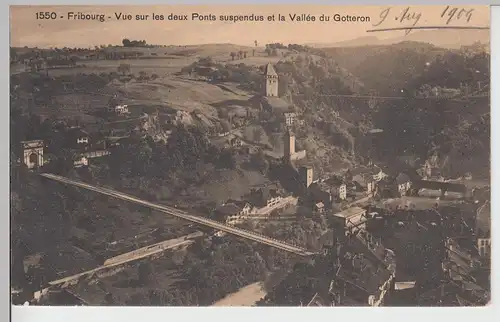 (110133) AK Fribourg, Freiburg im Üechtland, Ponts, Vallée du Gotteron 1909