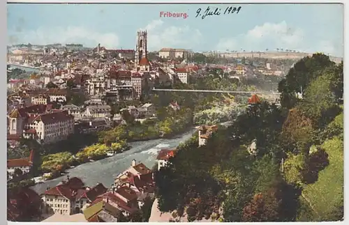 (23617) AK Freiburg im Üechtland, Stadtansicht, Kathedrale, vor 1945