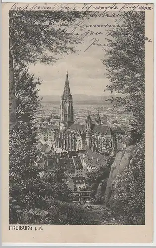 (69449) AK Freiburg im Breisgau, Panorama mit Münster 1926