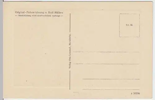 (5604) Künstler AK Rudi Müllers, Freiburg i. B., Kaufhaus, vor 1945