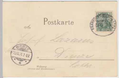 (4822) AK Gruß aus Freiburg im Breisgau, Panorama, Bahnpost 1901