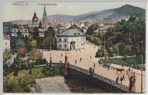 (114128) AK Freiburg im Breisgau, Friedrichsbrücke 1908