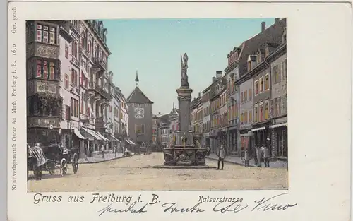 (109795) AK Gruß aus Freiburg im Breisgau, Kaiserstraße, Golddruck, bis 1905