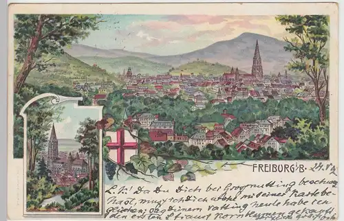 (106367) AK Freiburg i.Br., Gesamtansicht, Litho 1902