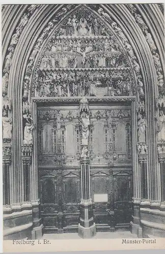 (105902) AK Freiburg im Breisgau, Münster, Portal, vor 1945