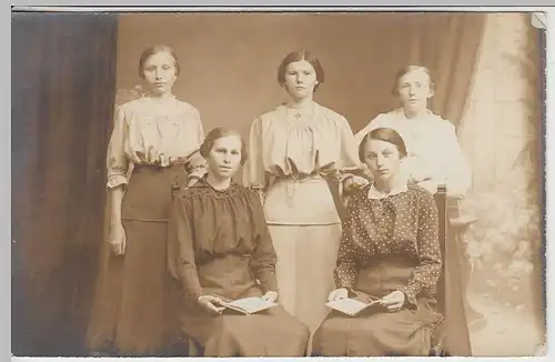 (36661) Foto AK fünf junge Frauen, Kabinettfoto, um 1920