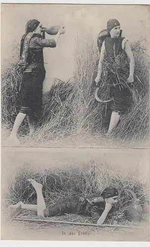 (106017) AK Junge Frau in Tracht bei Getreideernte 1908