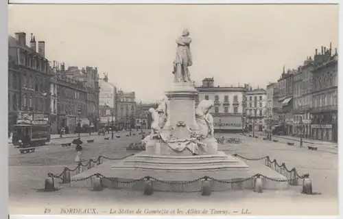 (9433) AK Bordeaux, Gambetta Statue,Tourny Allee, vor 1945