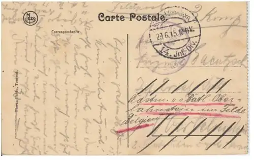 (3361) AK Lille, Frankreich, Tor von Paris, Feldpost 1915